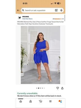 PRIVIMIX Women Plus Size 2 Piece Outfits Fringe Tassel Shorts Set Sleeveless Top